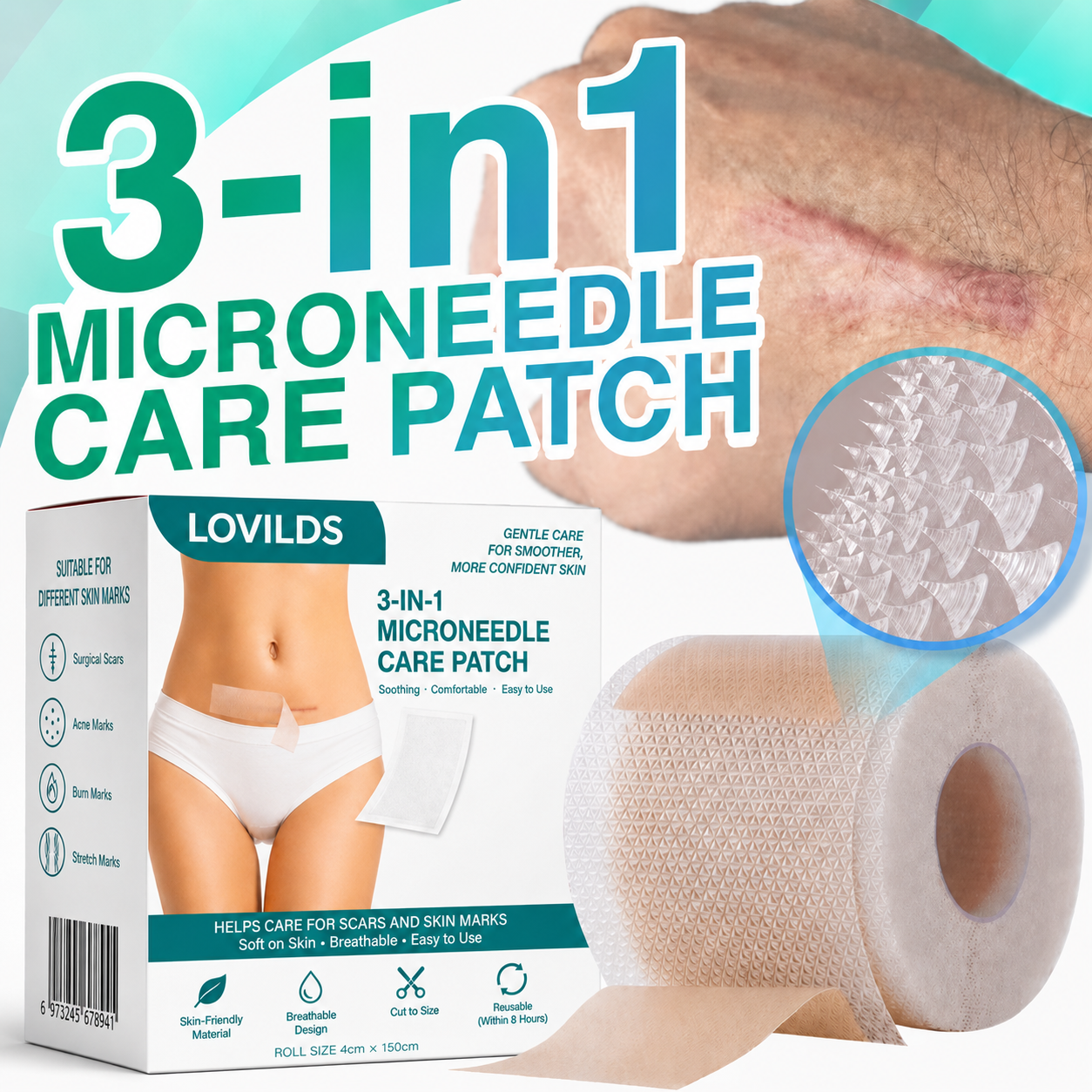 LOVILDS® 3-in-1 ScarRemoval Microneedle Care Patch