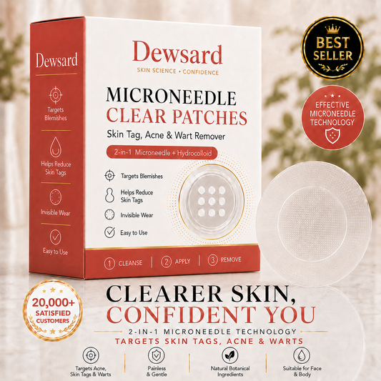 ✨Dewsard®2-in-1 Microneedle & Hydrocolloid Patch🍀| Removes Raised Moles, Acne, Flat Warts & Skin Tags | Helps Improve Wrinkles, Scars & Blemishes | Invisible Patches for Face & Body